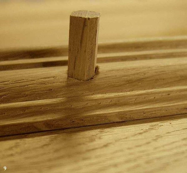 Eingesetzter Holznagel, Makroaufnahme