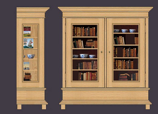 Designstudie für einen Schrank mit Glastüren